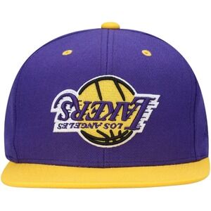 Los Angeles Lakers Mitchell & Ness NBA Upside Down Purple Gold Snapback Hat OSFM
